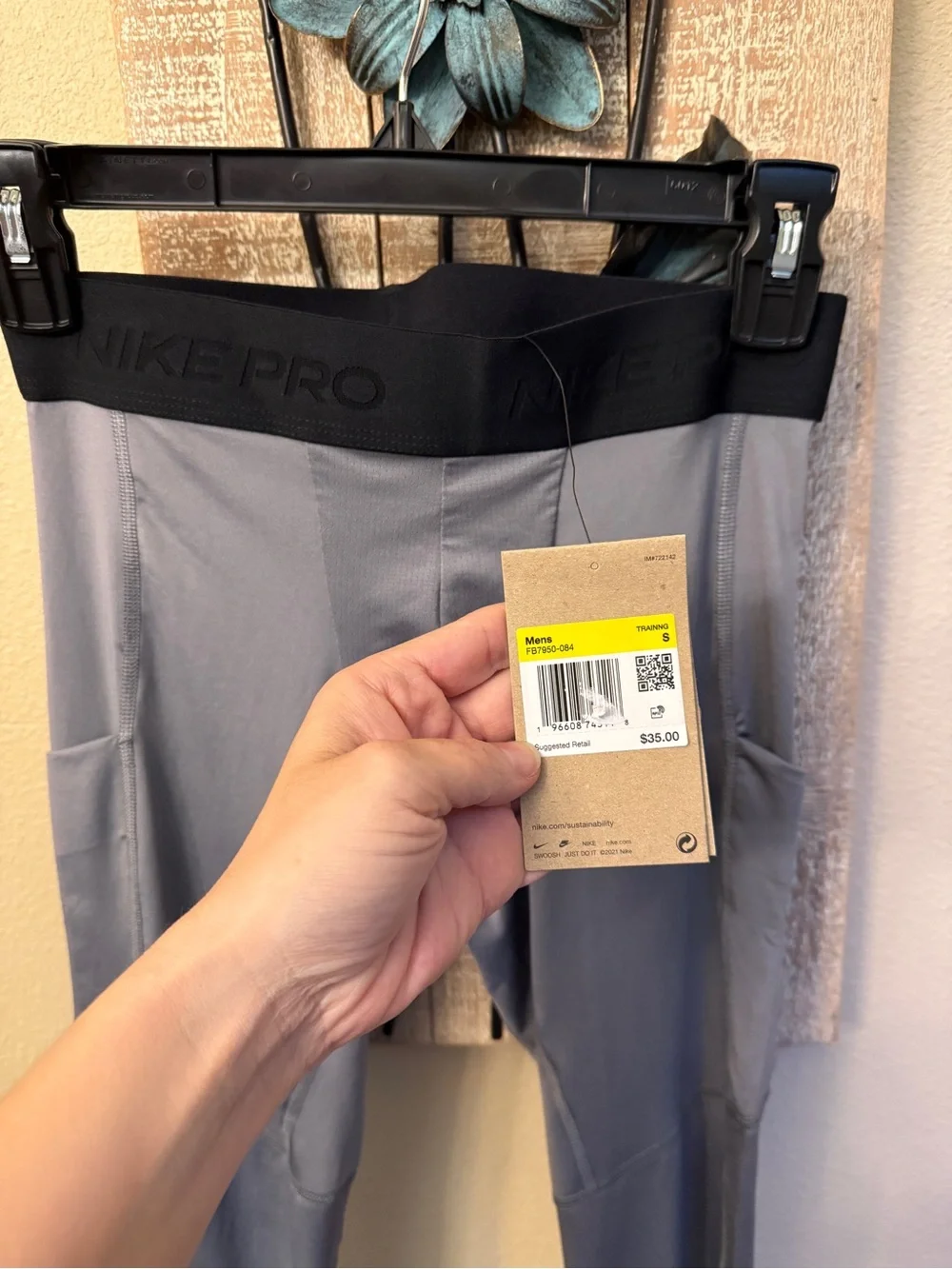 Nike Pro Collection Grey 3/4 Compression Tights Mens S NWT